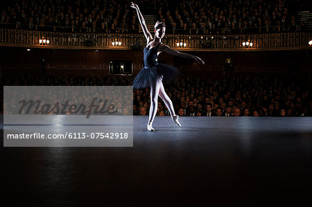 Ballet dancer performing on stage in theater