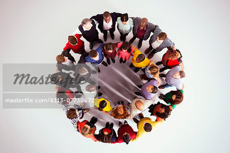 Business people in circle