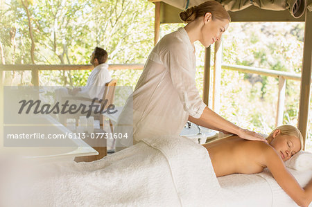 Woman having massage in spa