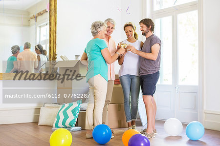 Family celebrating with drinks