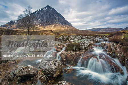 Small craggy waterfall below mountain, Loch Eriboll, Sutherland, Scotland Small craggy waterfall below mountain, Loch Eriboll, Sutherland, Scotland