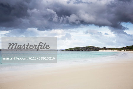 Storm clouds over tranquil ocean beach, Cnip, Isle of Lewis, Outer Hebrides