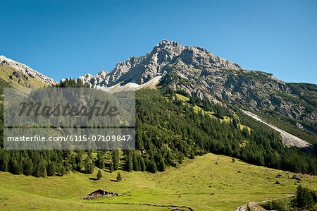 Mountain range and open pasture, Kleinwalsertal, Vorarlberg, Austria