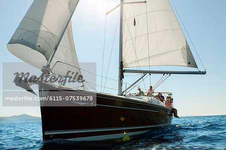 Young people sailing together, Adriatic Sea, Croatia Young people sailing together, Adriatic Sea, Croatia