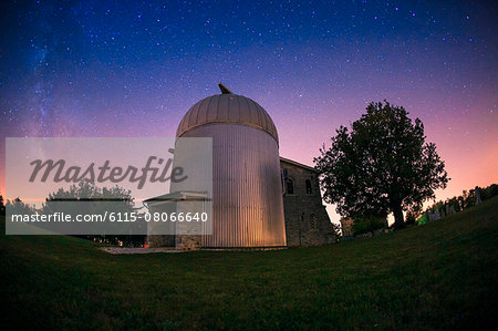 Observatory under starry sky, Visnjan, Istria, Croatia