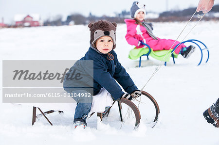 Two children on sled