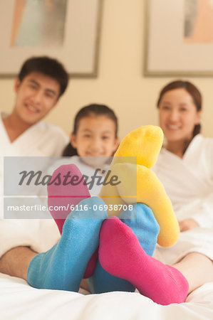 Family with Multi Colored Socks