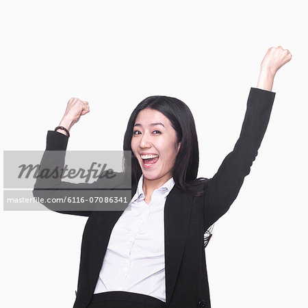 Businesswoman cheering