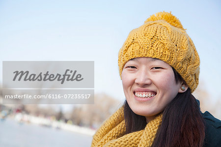 Young Woman Close Up Outside in Winter