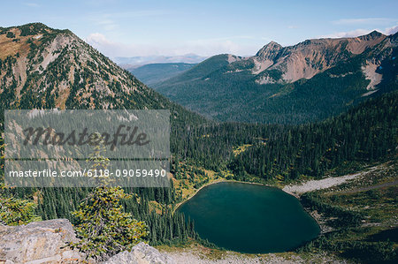 View of Hopkins Lake, near the Canadian border, Pasayten Wilderness, Washington.