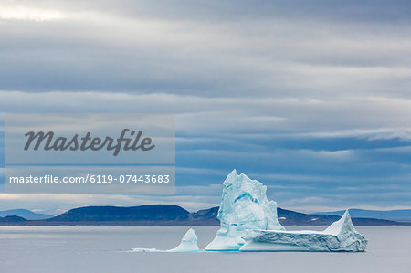 Pinnacled iceberg in Isabella Bay, Baffin Island, Nunavut, Canada, North America