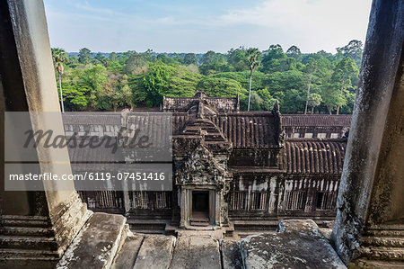 Upper terrace at Angkor Wat, Angkor, UNESCO World Heritage Site, Siem Reap Province, Cambodia, Indochina, Southeast Asia, Asia