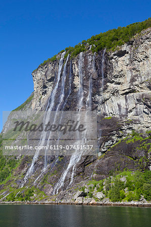 Seven Sisters waterfall, Geiranger Fjord, UNESCO World Heritage Site, Geiranger, More og Romsdal, Norway, Scandinavia, Europe