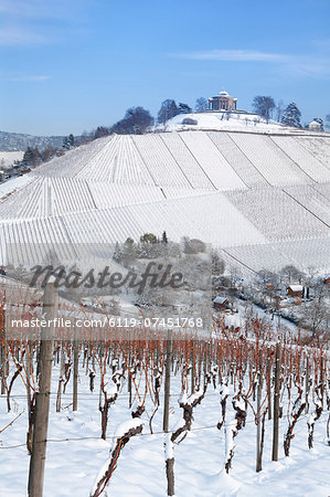 Wurttemberg Mausoleum in the vineyards in winter, Stuttgart-Rotenberg, Baden Wurttemberg, Germany, Europe