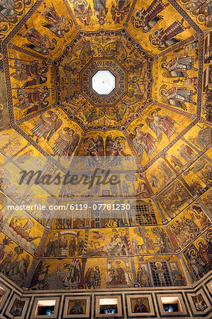 Mosaic ceiling of dome of the Battistero (Baptistry), Florence (Firenze), UNESCO World Heritage  Site, Tuscany, Italy, Europe