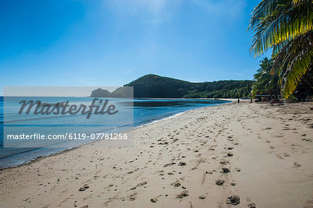 White sandy beach on  Korovou Eco-Tour Resort, Naviti, Yasawas, Fiji, South Pacific, Pacific