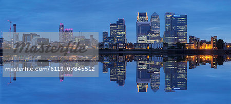 View over River Thames to Canary Wharf, Docklands, London, England, United Kingdom, Europe