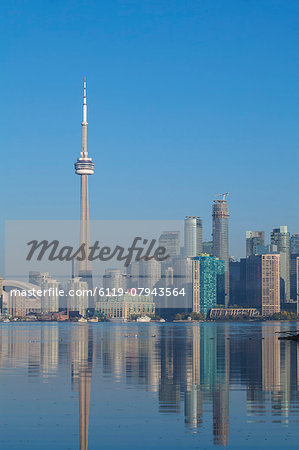 View of CN Tower and city skyline, Toronto, Ontario, Canada, North America