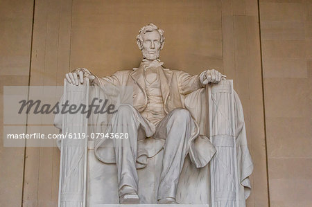 Interior view of the Lincoln statue in the Lincoln Memorial, Washington D.C., United States of America, North America