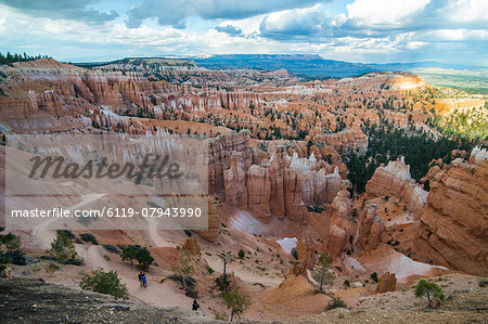 The colourful sandstone formations of the Bryce Canyon National Park in the late afternoon, Utah, United States of America, North America
