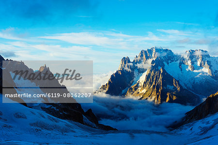 Aiguille Verte and Les Drus, Vallee Blanche, Chamonix, Rhone Alps, Haute Savoie, France, Europe