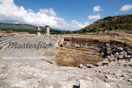 The amphitheatre at the Lycian site of Xanthos, UNESCO World Heritage Site, Antalya Province, Anatolia, Turkey, Asia Minor, Eurasia