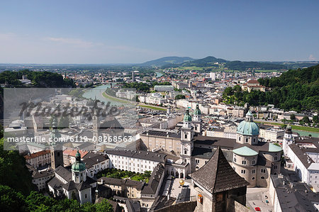 Old Town seen from fortress Hohensalzburg, Salzburg, Austria, Europe