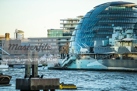City Hall and HMS Belfast, London, England, United Kingdom, Europe