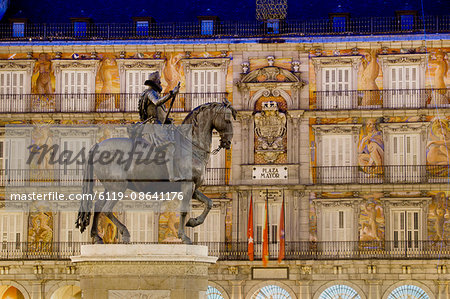 Plaza Mayor statue of Philip III, Madrid, Spain, Europe