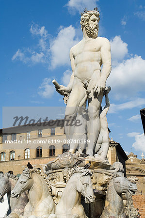 Statue of Neptune on the Piazza della Signoria, Florence (Firenze), UNESCO World Heritage Site, Tuscany, Italy, Europe