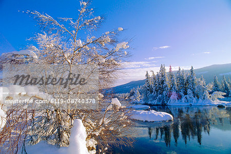 Frozen river near Evje, Norway