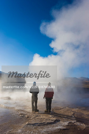 El Tatio Geysers, at 4300m above sea level El Tatio is the world's highest geyser field, the area is ringed by volcanoes and fed by 64 geysers, Atacama Desert, Norte Grande, Chile, South America