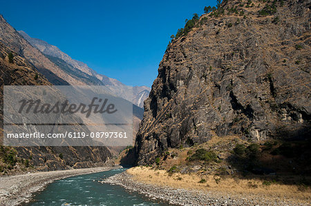 The Kali Gandaki is one of the major rivers of Nepal, Manaslu Region, Nepal, Himalayas, Asia
