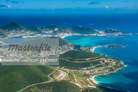 Aerial of Sint Maarten, West Indies, Caribbean, Central America
