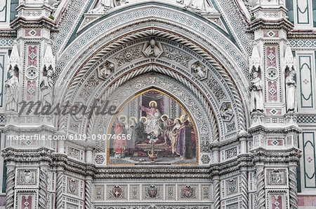 Detail of Santa Maria del Fiore cathedral at sunrise, UNESCO World Heritage Site, Florence, Tuscany, Italy, Europe