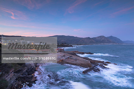 Hermanus at sunset, Western Cape, South Africa, Africa