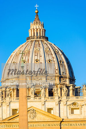 St. Peter's Basilica Cupola in early morning light, Vatican City, UNESCO World Heritage Site, Rome, Lazio, Italy, Europe