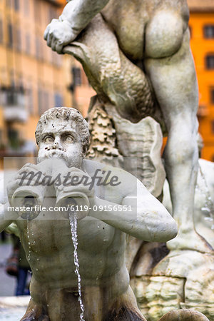 Fontana del Moro fountain located at the southern end of the Piazza Navona in Rome, Lazio, Italy, Europe