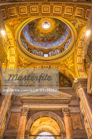 Minor Cupola ceiling detail, St. Peter's Basilica, Vatican City, Rome, Lazio, Italy, Europe