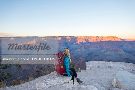 Sunset from the south rim of the Grand Canyon at Shoshone Point, UNESCO World Heritage Site, Arizona, United States of America, North America