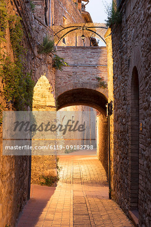 Dawn view of streets in San Gimignano, UNESCO World Heritage Site, Tuscany, Italy, Europe