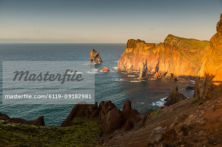 Rocky coast at the Ponta da Sao Lourenco, eastern tip of the island Madeira, Portugal, Atlantic, Europe