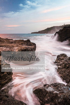 Montezuma Beach at sunset, Nicoya Peninsula, Puntarenas, Costa Rica, Central America