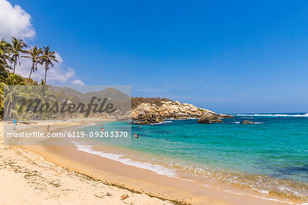 A view of the Caribbean beach at Cabo San Juan in Tayrona National Park, Colombia, South America