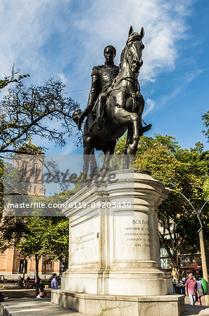 A statue of Simon Bolivar, in Parque Bolivar, Medellin, Colombia, South America