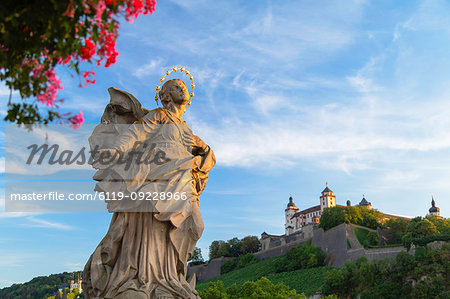 Statue on Old Main Bridge, Wurzburg, Bavaria, Germany, Europe