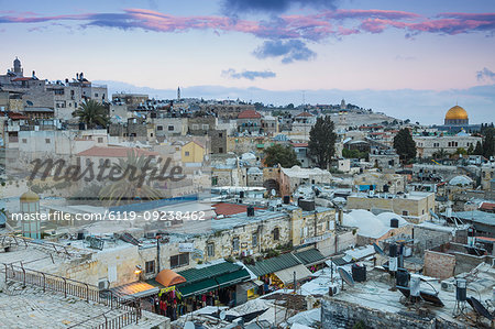 View over Muslim Quarter towards Dome of the Rock, Jerusalem, Israel, Middle East