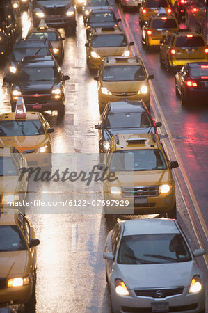 Taxicabs in New York City traffic, USA