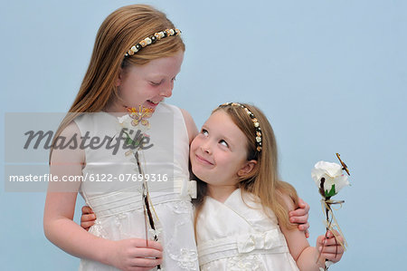 Smiling flower girls in wedding