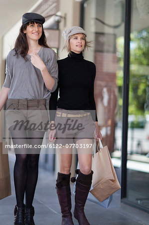 Women shopping together in city